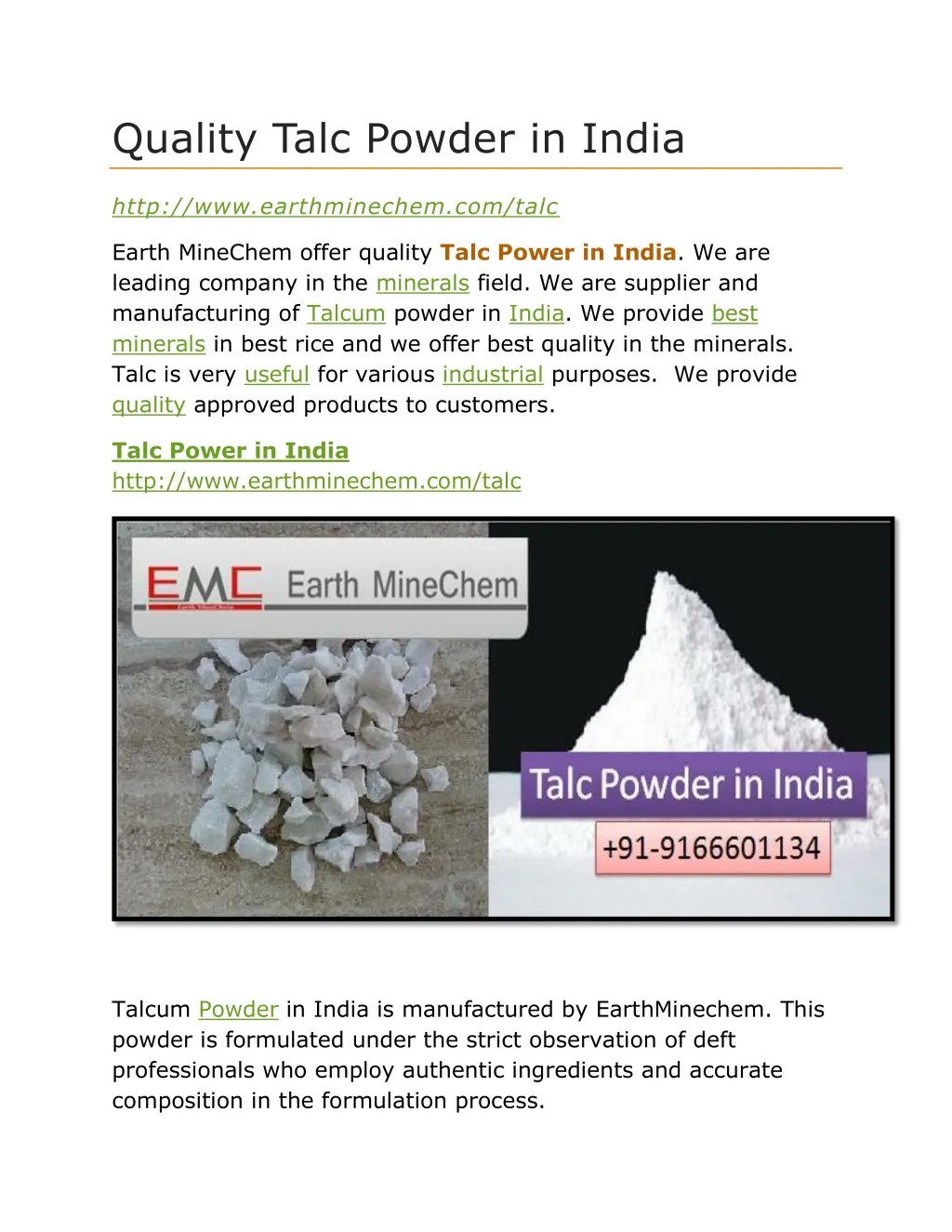 quality talc powder in india