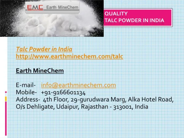 Quality Talc Powder in India