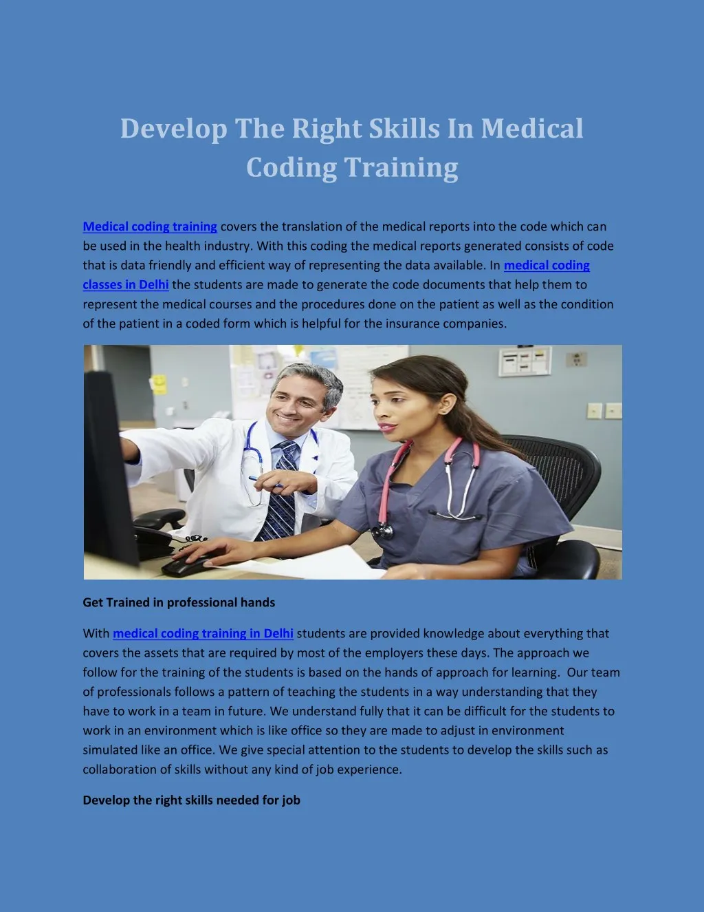 develop the right skills in medical coding