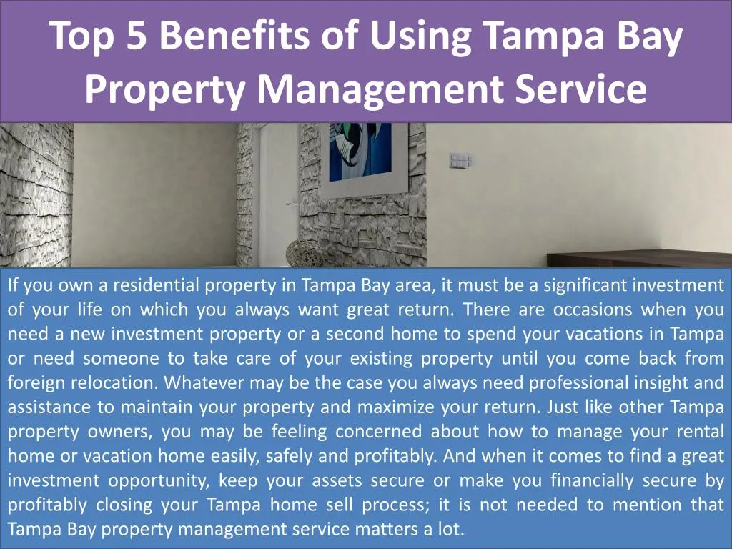 top 5 benefits of using tampa bay property management service
