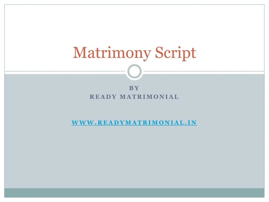 matrimony script