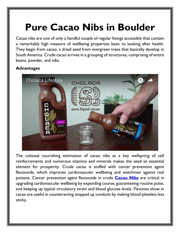 Pure Cacao Nibs in Boulder