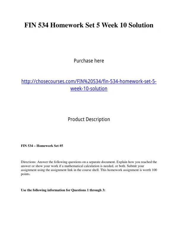 fin 534 homework set 5 week 10 solution