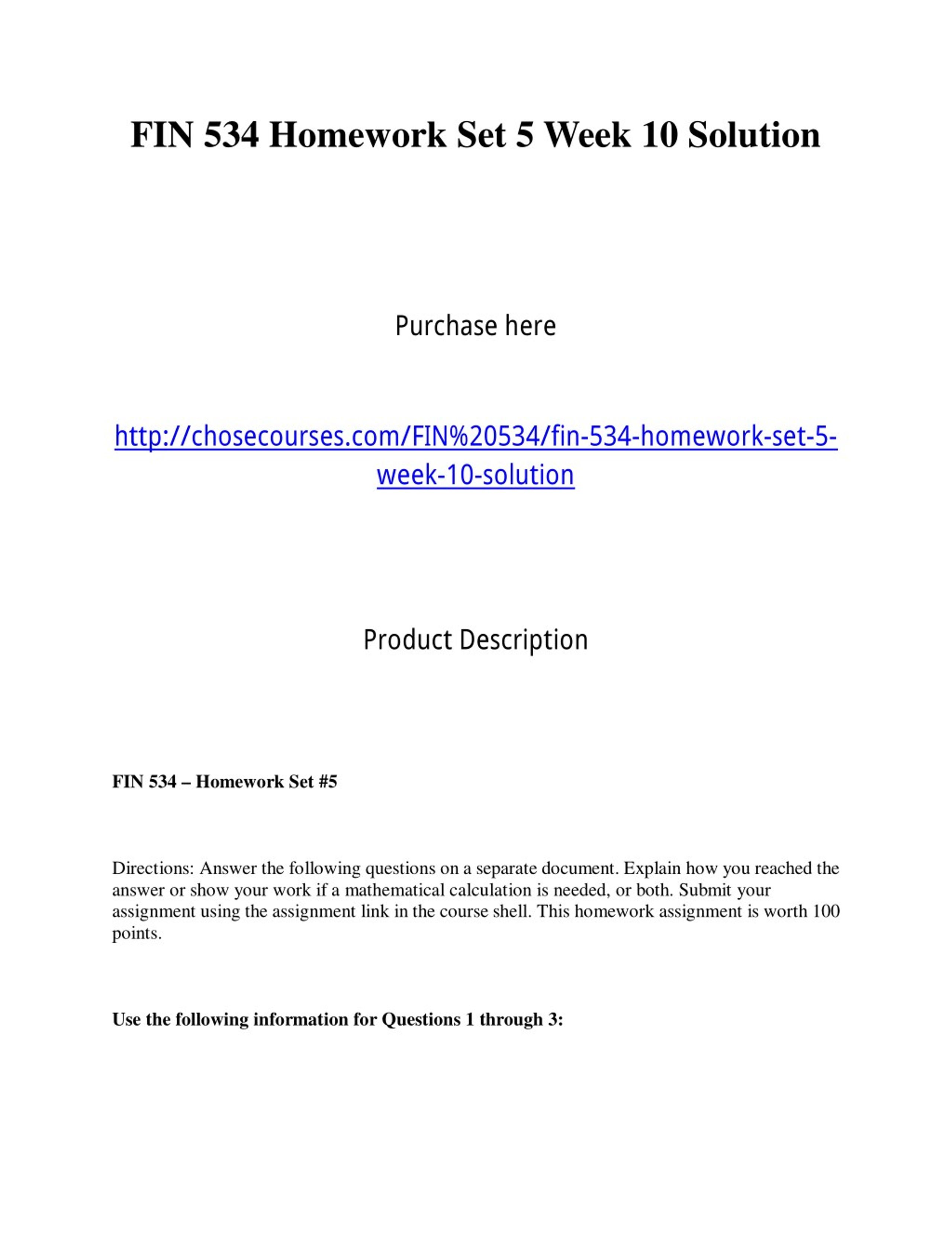 PPT - FIN 534 Homework Set 5 Week 10 Solution PowerPoint Presentation ...