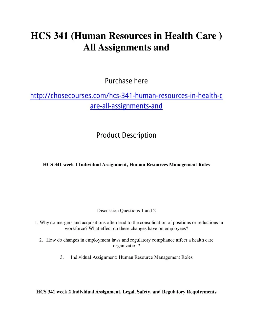 hcs 341 human resources in health care