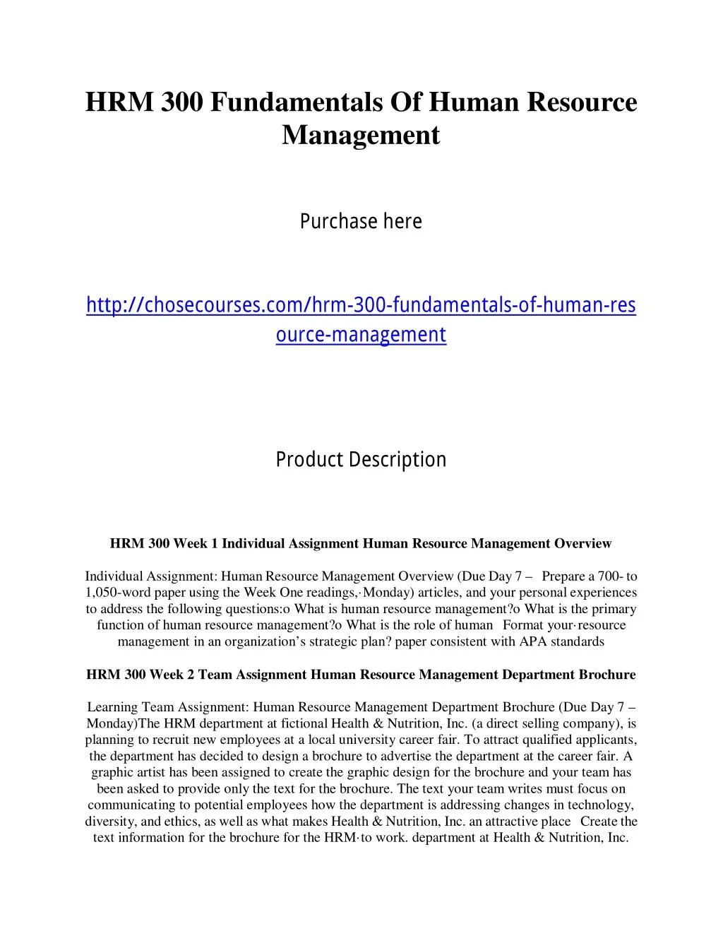 hrm 300 fundamentals of human resource management