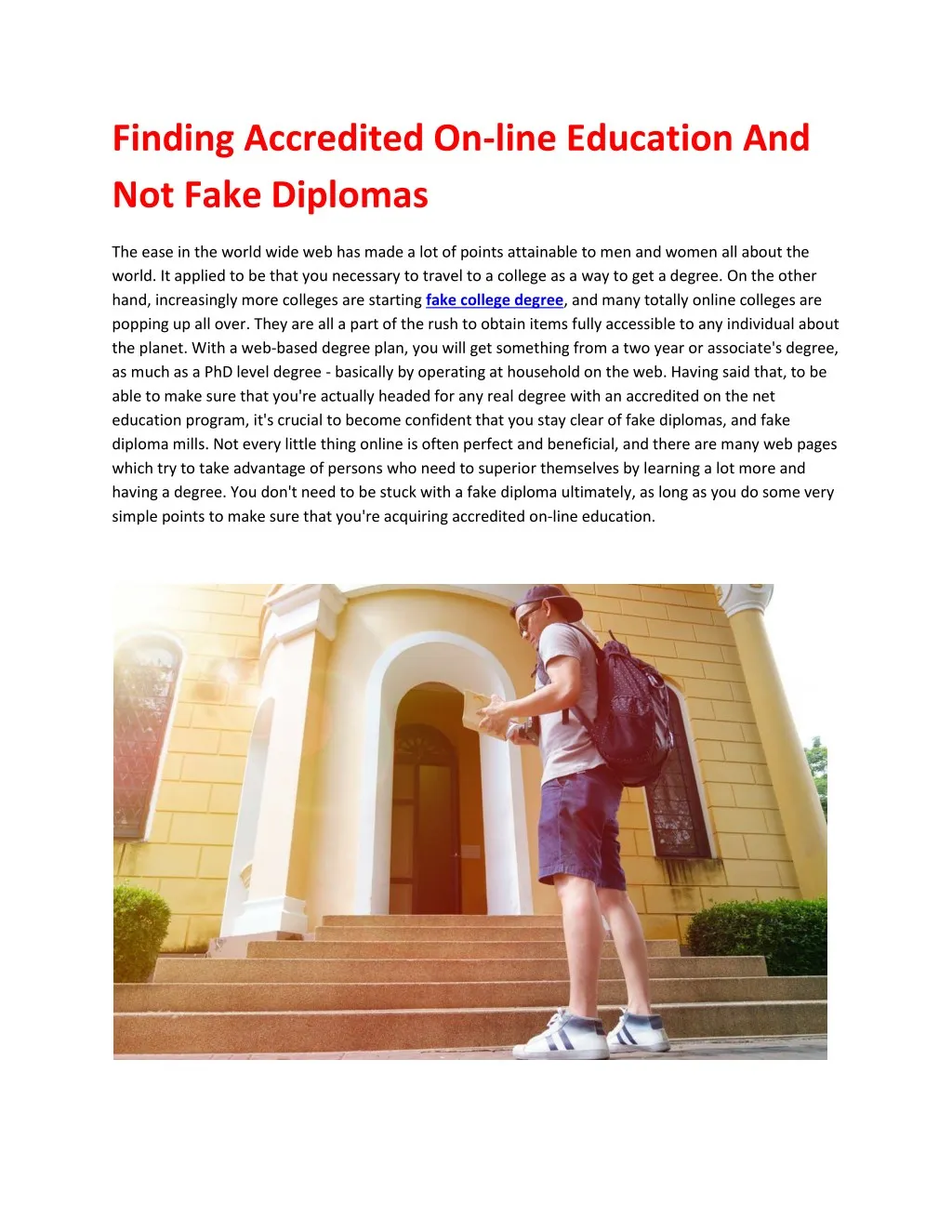 finding accredited on line education and not fake