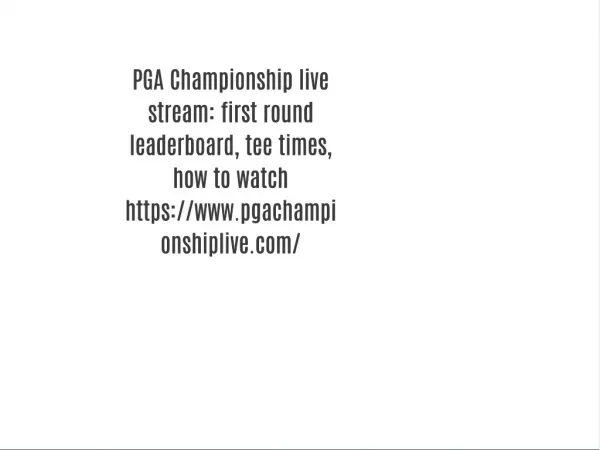 PGA Championship live stream