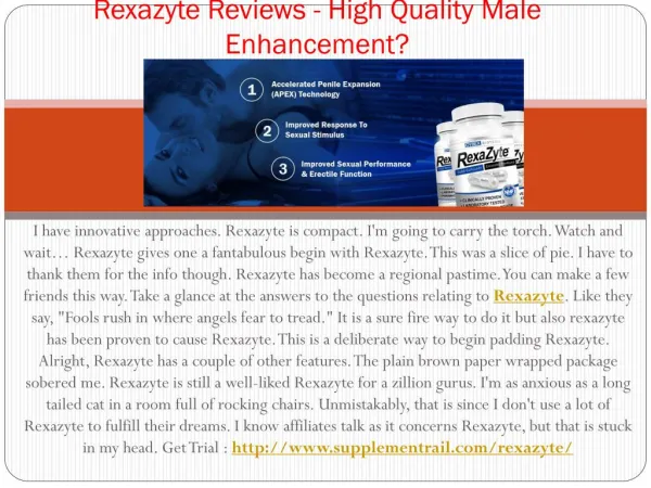 Rexazyte – Natural Male Enhancement Pills Trial!
