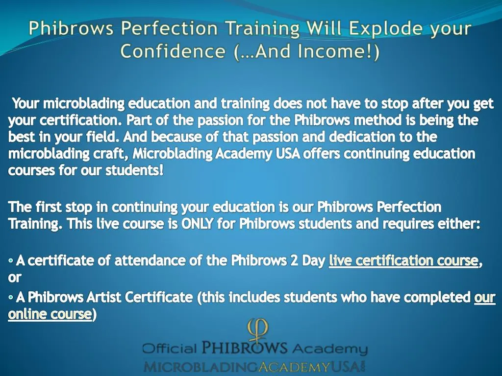 phibrows perfection training will explode your confidence and income