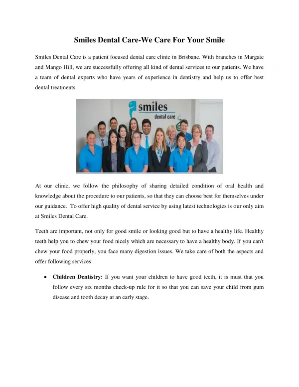 Smiles Dental Care-We Care For Your Smile