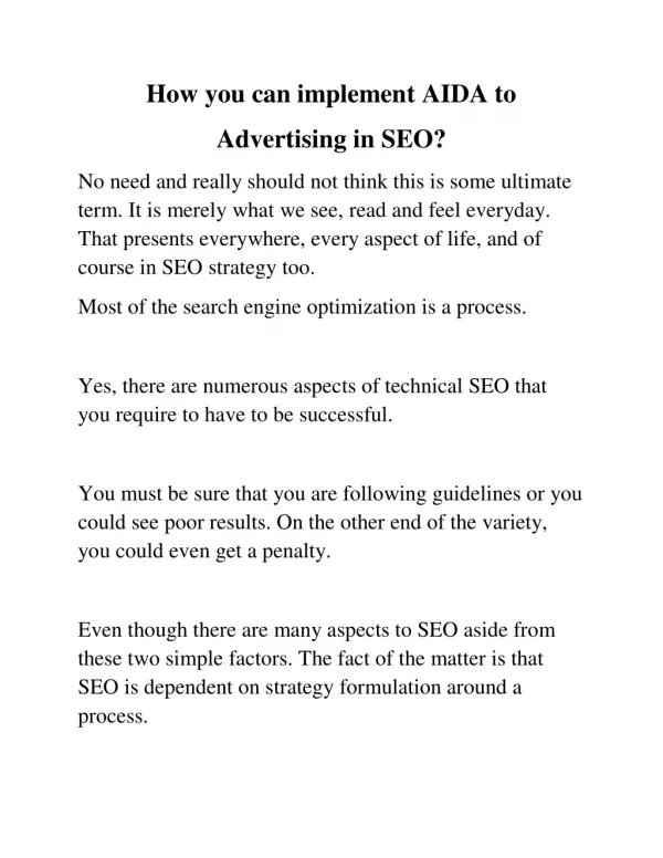 How you can implement AIDA to Advertising in SEO?