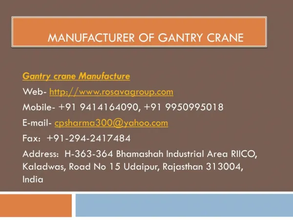 Manufacturer of Gantry Crane