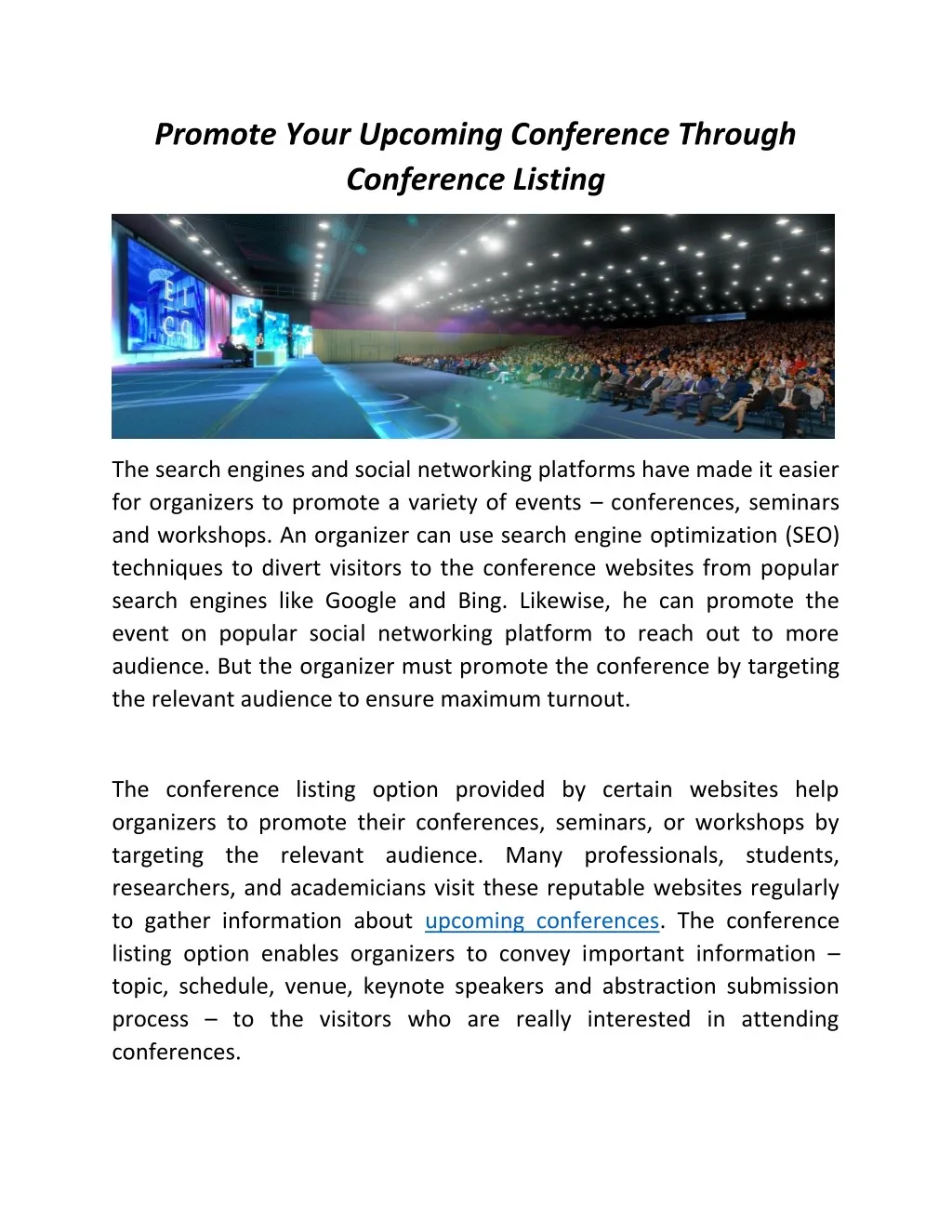 promote your upcoming conference through