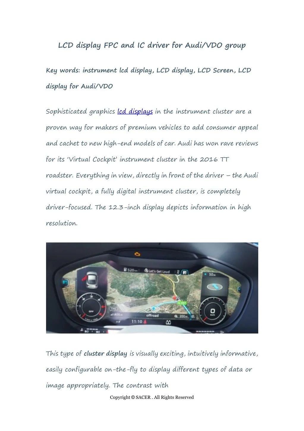 lcd display fpc and ic driver for audi vdo group