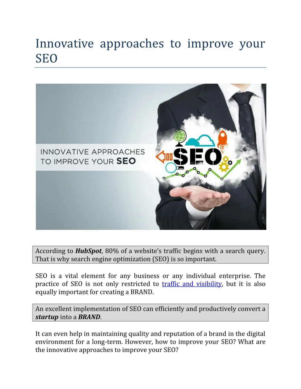 innovative approaches to improve your seo