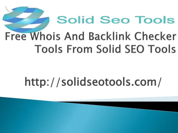 Free whois and backlink checker tools from solid seo tools