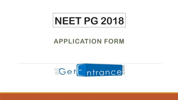 NEET PG 2018 Application Form