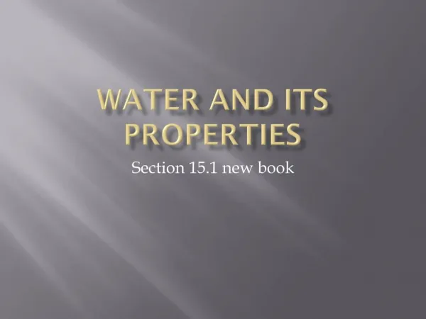 Water and Its Properties