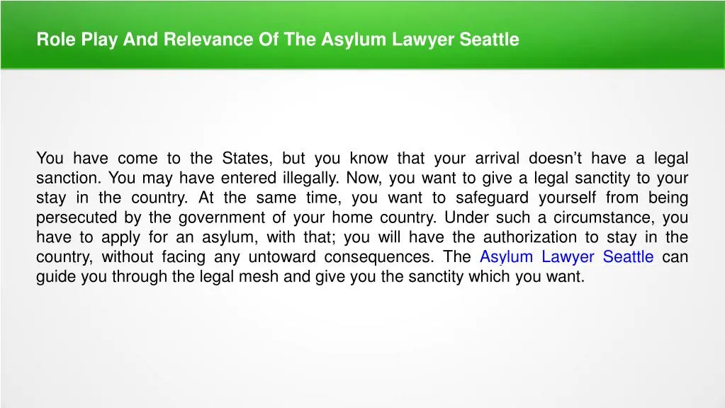 role play and relevance of the asylum lawyer