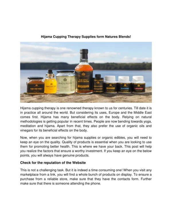 Hijama Cupping Therapy Supplies form Natures Blends!