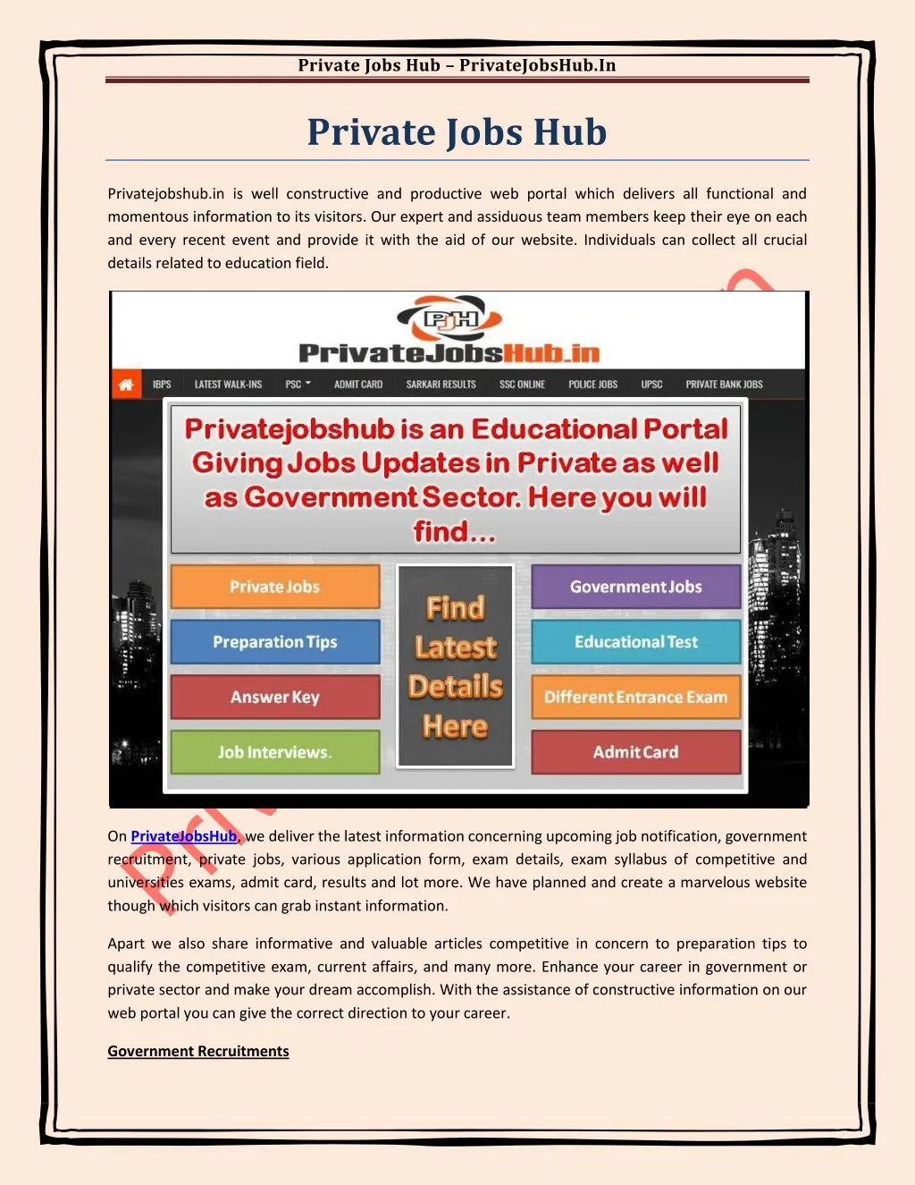 private jobs hub privatejobshub in