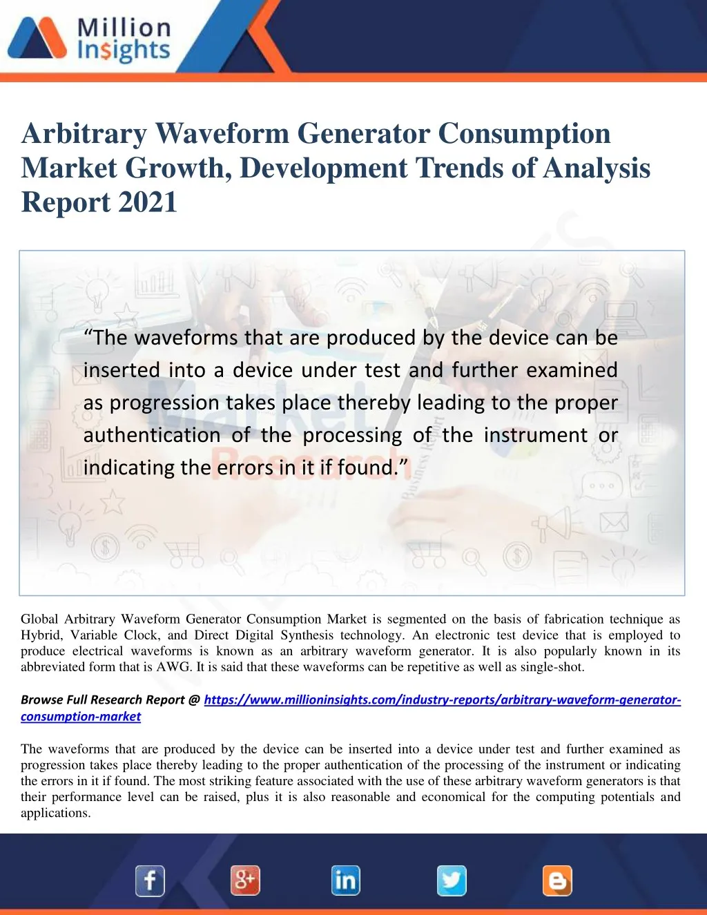 arbitrary waveform generator consumption market