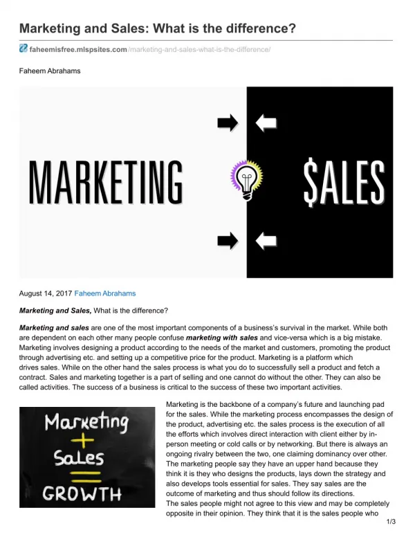 Marketing and Sales: What is the difference?