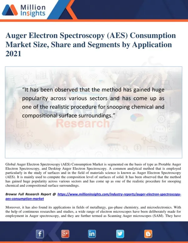 Auger Electron Spectroscopy (AES) Consumption Market Segments by Application 2021
