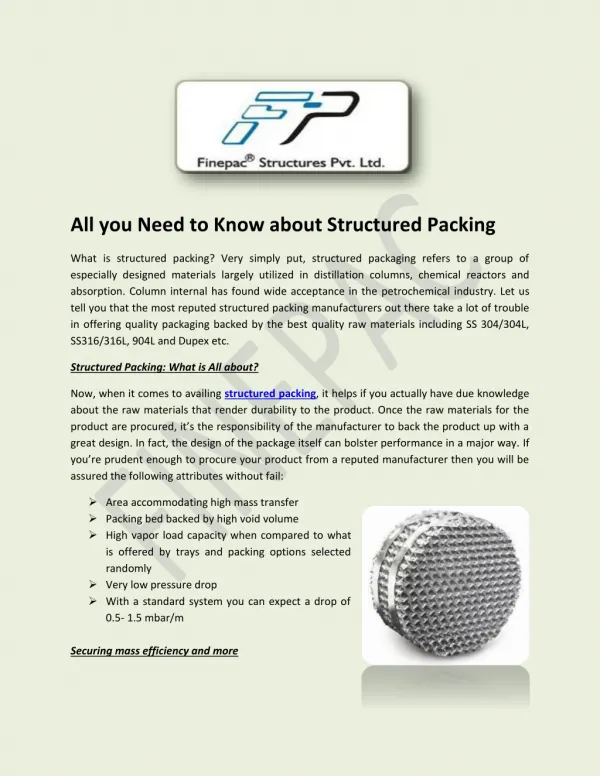 All you Need to Know about Structured Packing