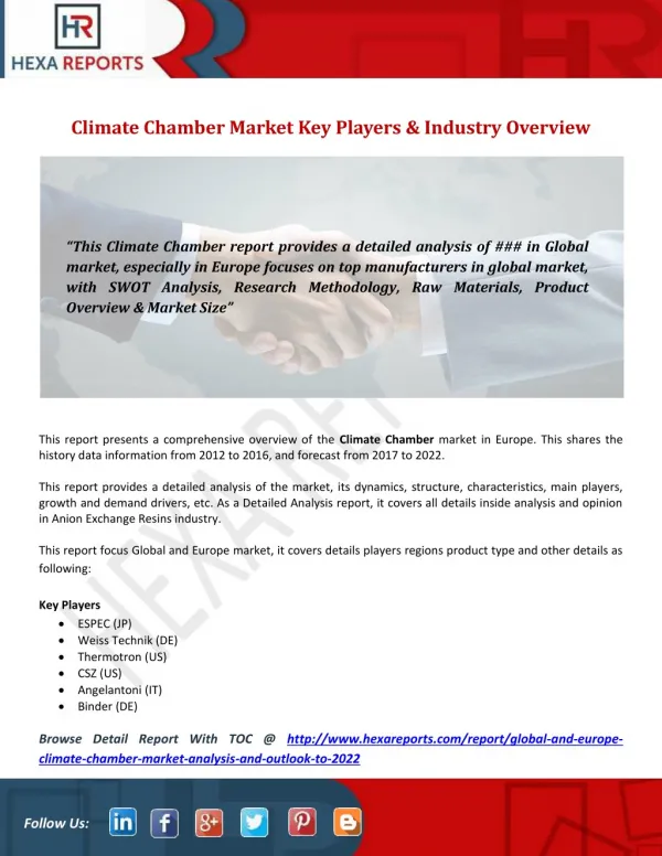 Climate Chamber Market Key Players & Industry Overview