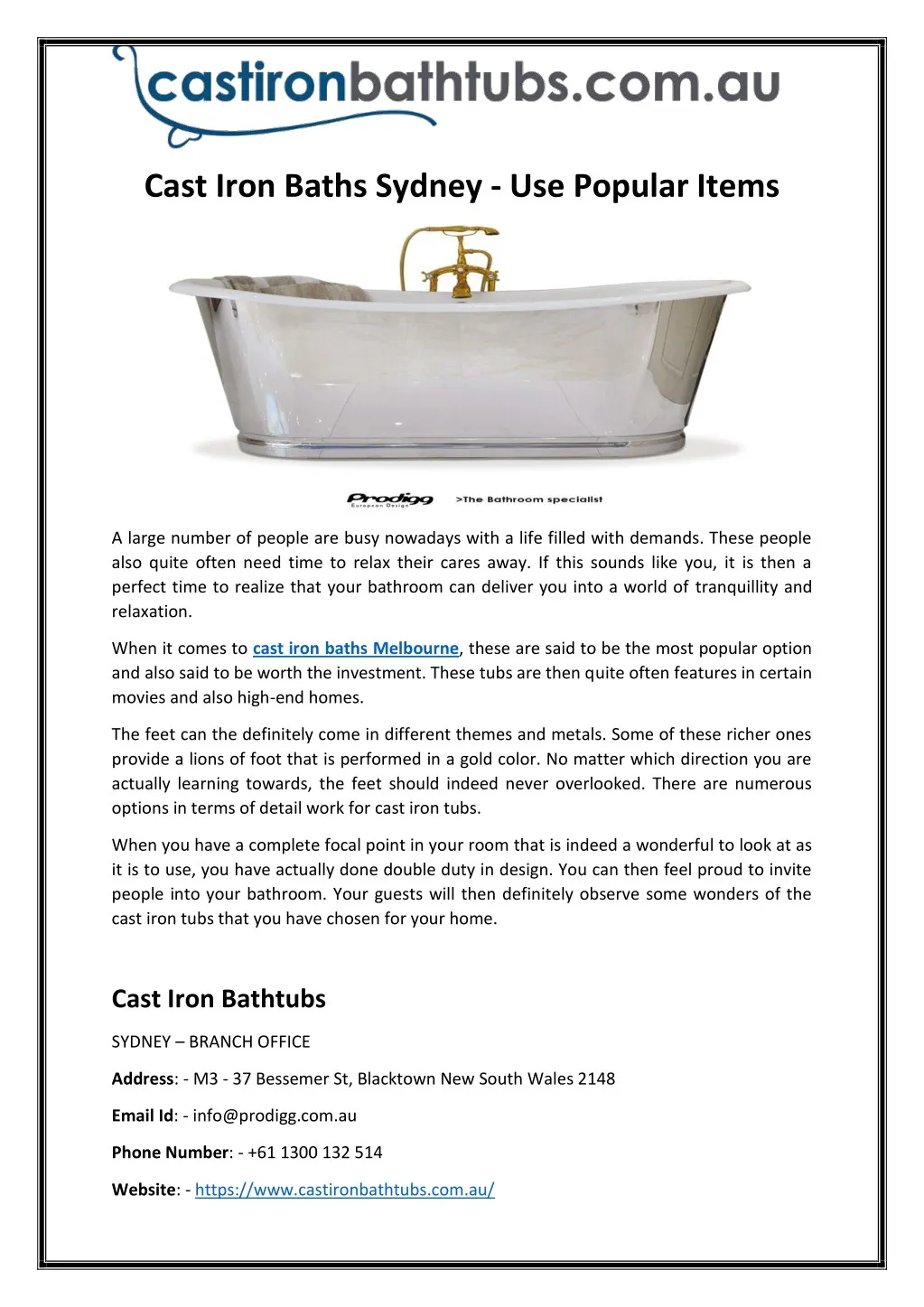 cast iron baths sydney use popular items