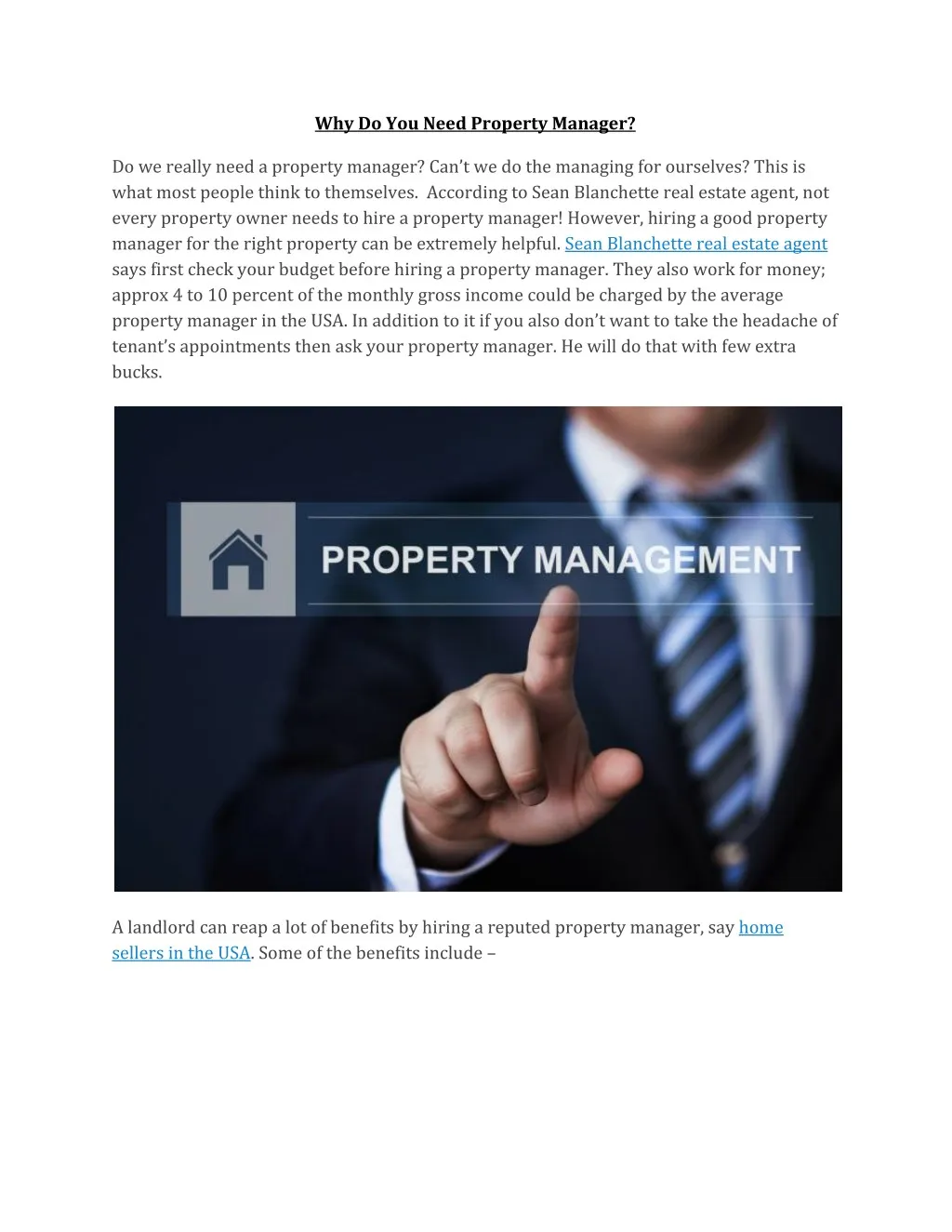 why do you need property manager