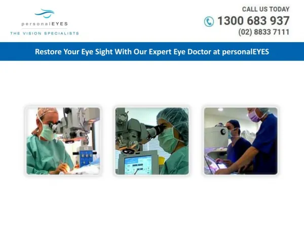 Restore Your Eye Sight With Our Expert Eye Doctor at personalEYES