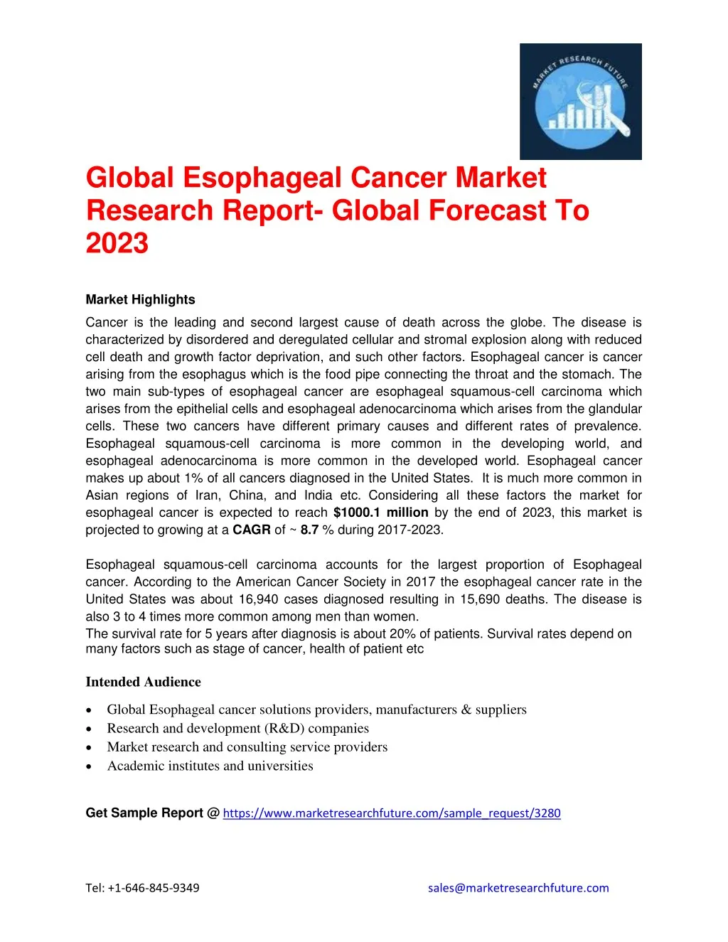 global esophageal cancer market research report