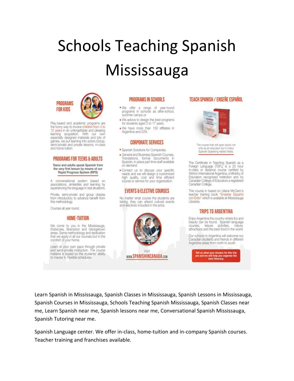 schools teaching spanish mississauga