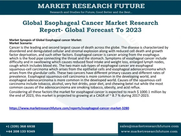 Global Esophageal Cancer Market Research Report- Global Forecast To 2023