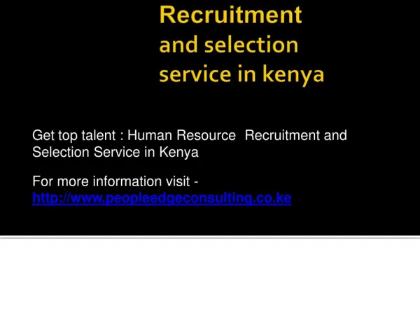 Human Resource Consultancy, Recruitment and Selection Service in Kenya