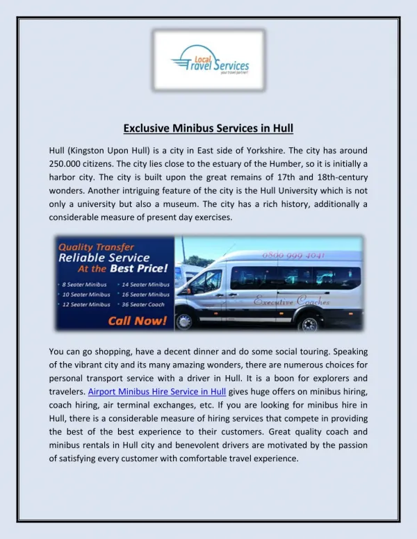 Exclusive Minibus Services in Hull
