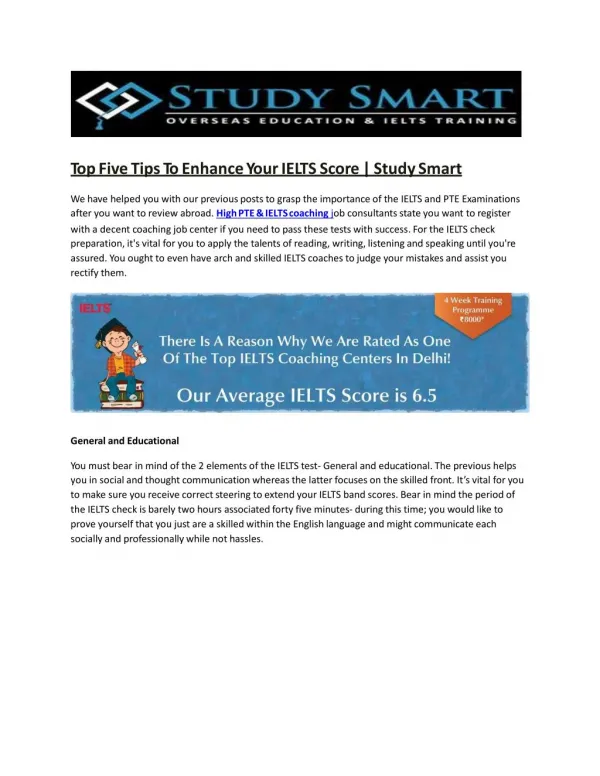 Top Five Tips To Enhance Your IELTS Score | Study Smart