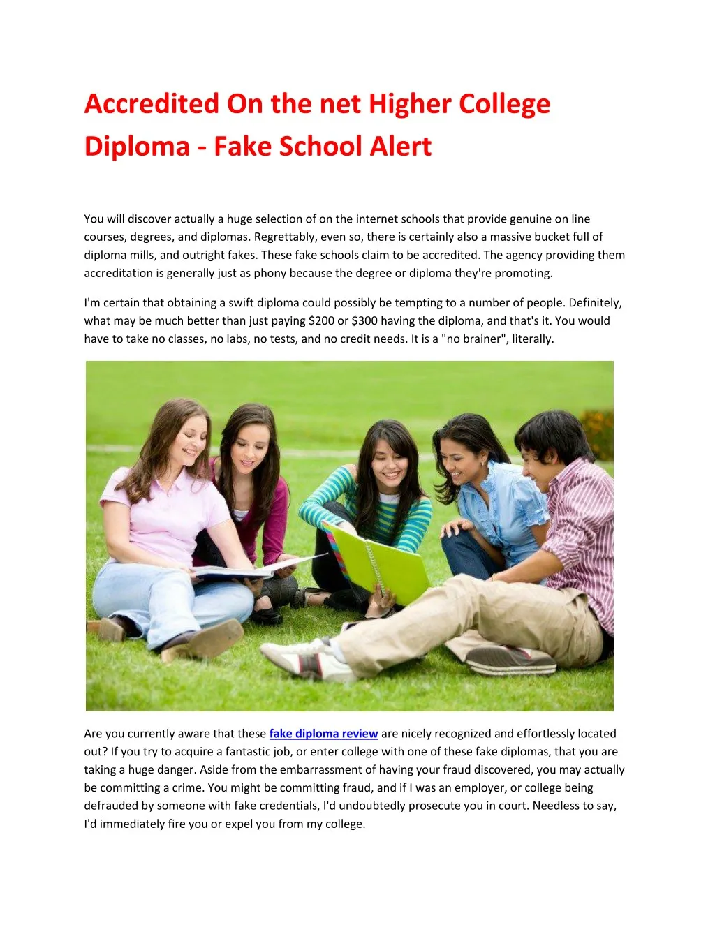 accredited on the net higher college diploma fake