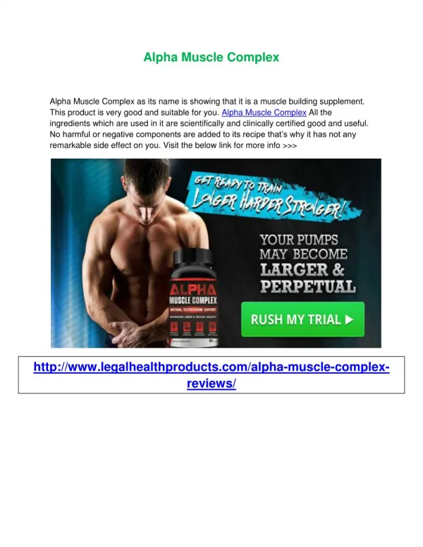 Where to buy Alpha Muscle Complex Reviews and Price