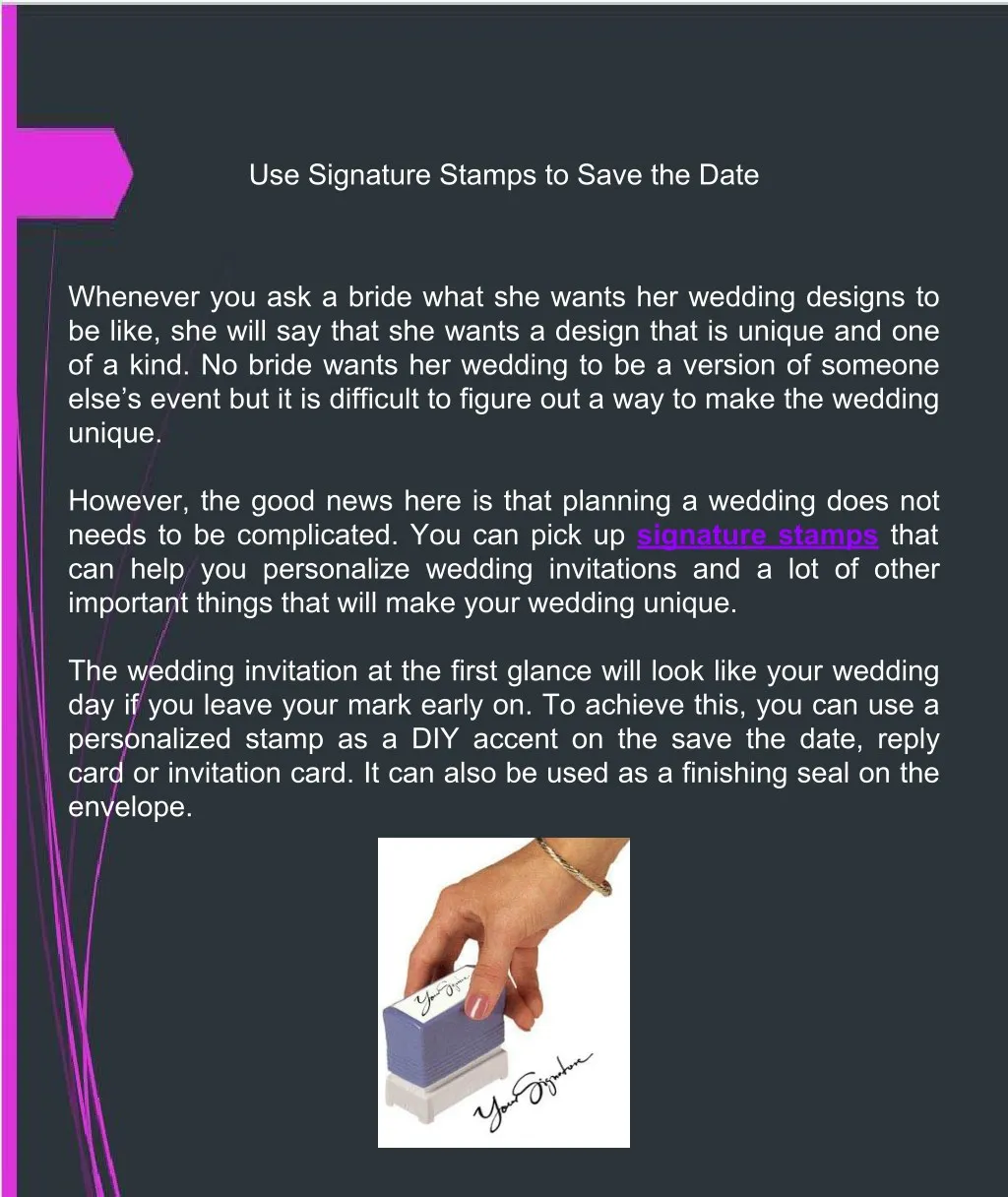 use signature stamps to save the date