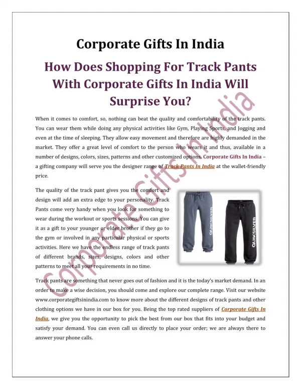 How Does Shopping For Track Pants With Corporate Gifts In India Will Surprise You