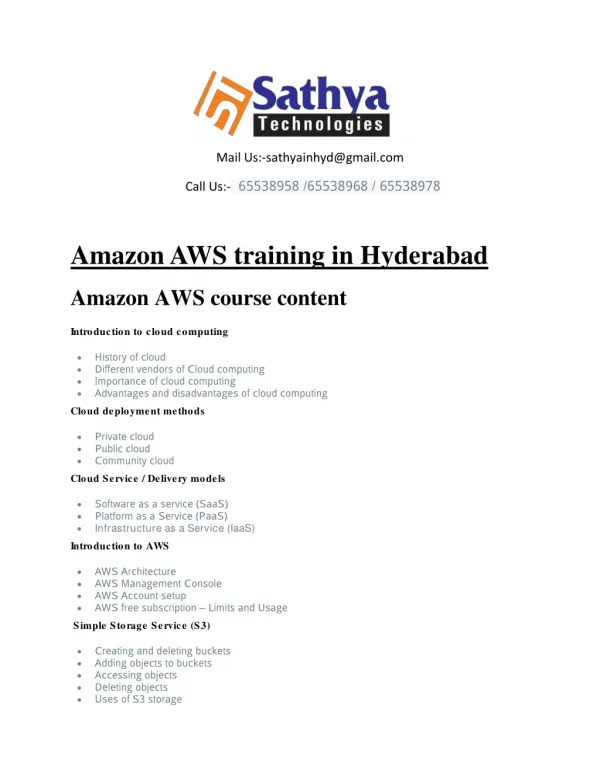 Amazon AWS training in hyderabad