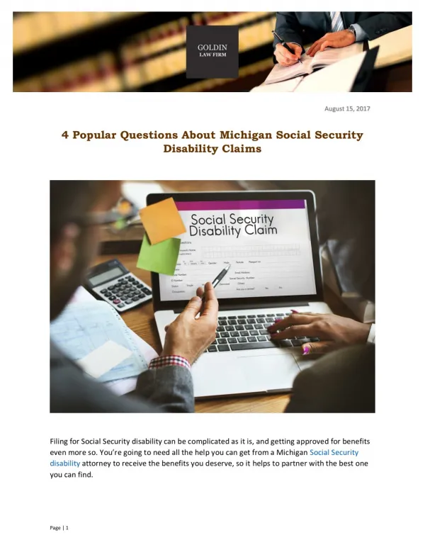 4 Popular Questions About Michigan Social Security Disability Claims