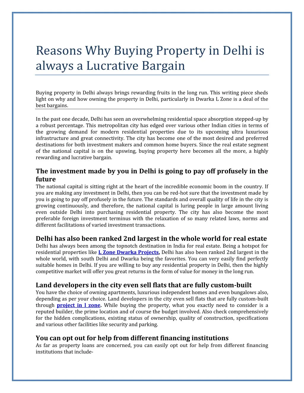 reasons why buying property in delhi is always