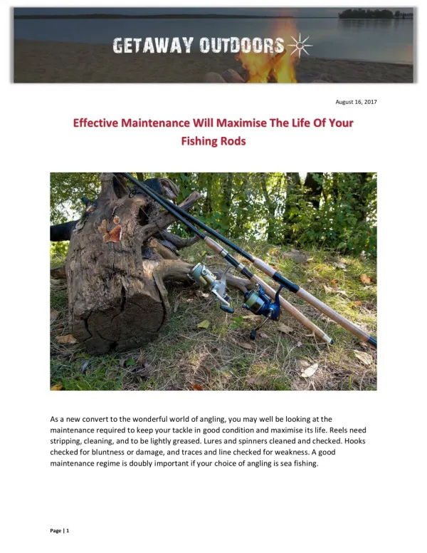 Effective Maintenance Will Maximise The Life Of Your Fishing Rods