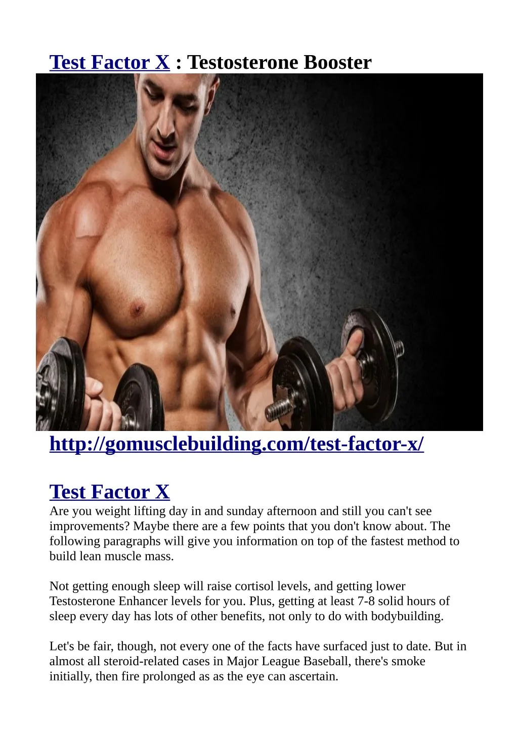 test factor x testosterone booster