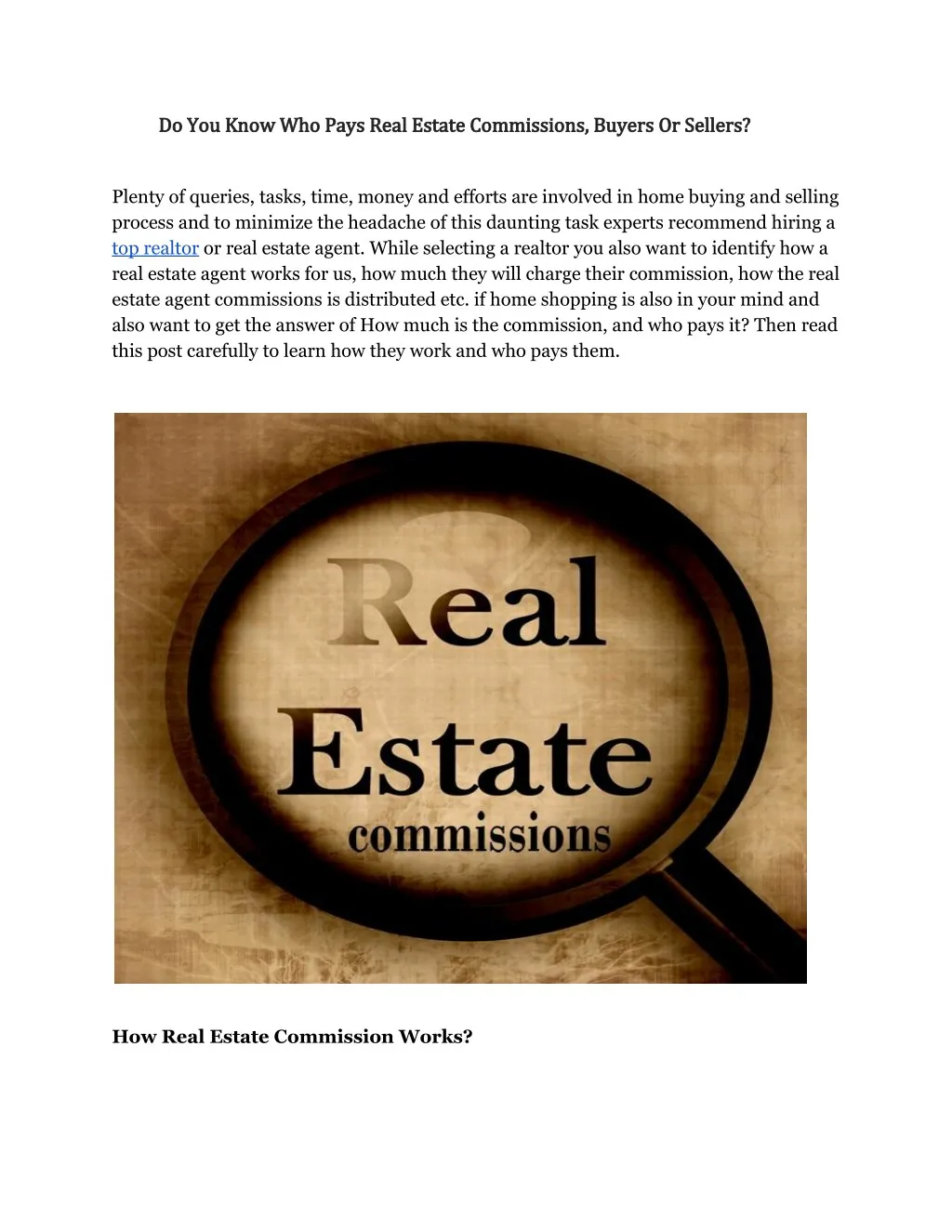do you know who pays real estate commissions